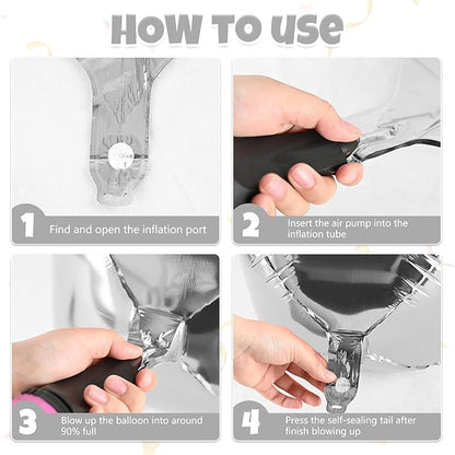 Giant 4D Foil Balloons, 6Pcs Large Metallic Silver Round Balloons, 22 Inch Big Round Foil Balloon for Silver Birthday Party Baby Shower Wedding Decorations