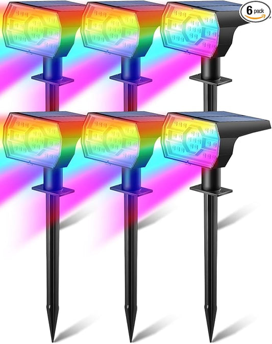 Kaxiida Solar Color Changing Lights Outdoor, 7 Lighting Modes Solar Lights Outdoor Waterproof IP68, Multicolor RGB Outdoor Powered Light for Garden Yard Patio Landscape Decor