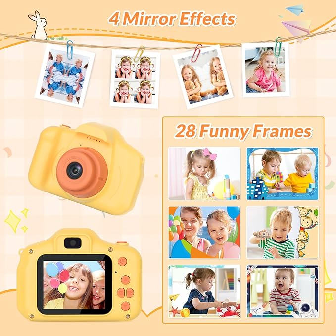 Mafiti Kids Camera,26MP HD Mini Selfie Digital Camera for Kids,Toddler Camera1080P Video,Outdoor Toy for Holiday,Birthday Xmas Gift for 3-8 Years Old Girl Boy (Orange)