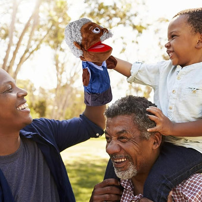 1 Pcs Family Hand Puppets 12 Inch Grandparents Mom Dad Brother Sister Plush Hand Puppet Toys Role-Play Toy Puppets for Kids Storytelling Imaginative Pretend Play Teaching Preschool(Black Grandfather)