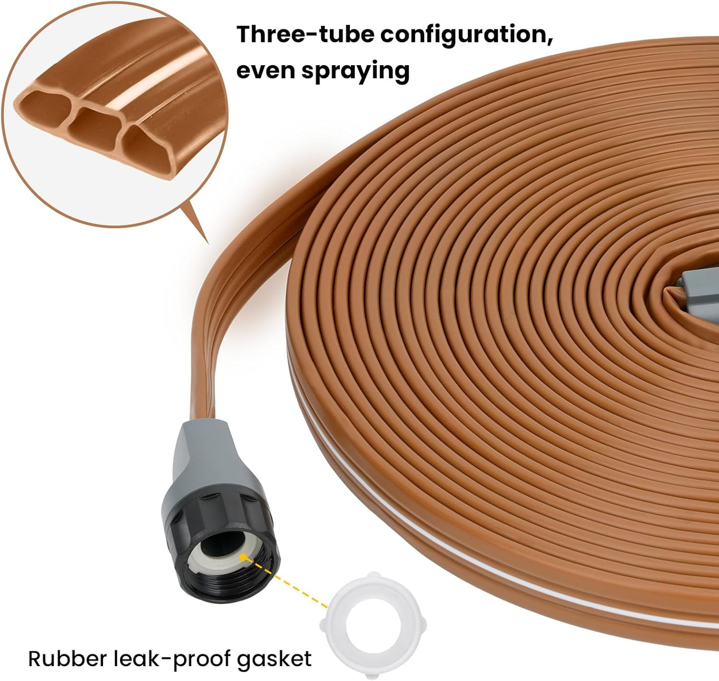 LINEX Sprinkler Soaker Hose 50 ft 2 pack for Garden, Watering Hose with Holes, High-Efficiency Sprinklers System for Lawn and Garden with Staples