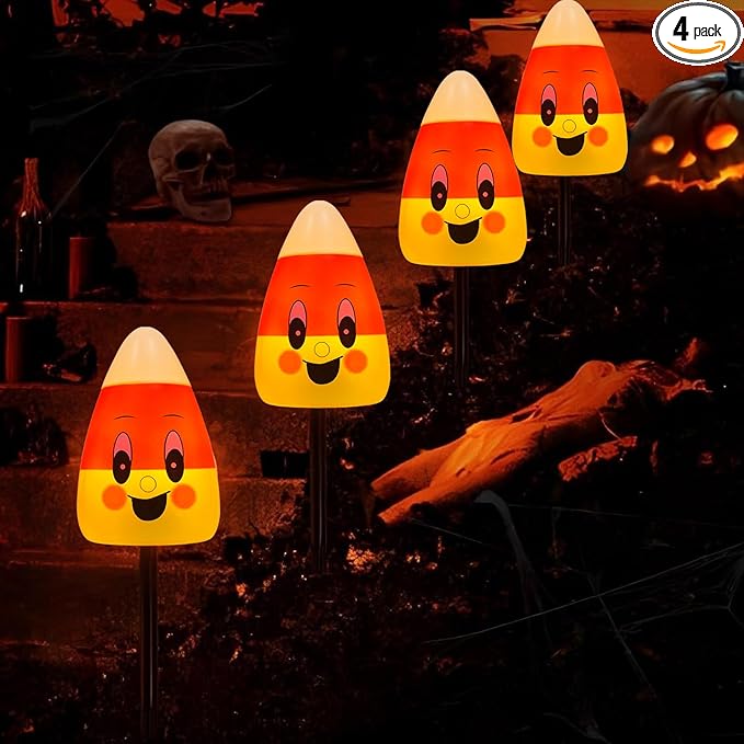 7Ft LED Halloween Decorations Outdoor Pathway String Lights, 4 Pack Thanksgiving Corncob Walkway Lights for Outdoor Halloween Party Patio Yard Walkway Garden Decoration and Lighting