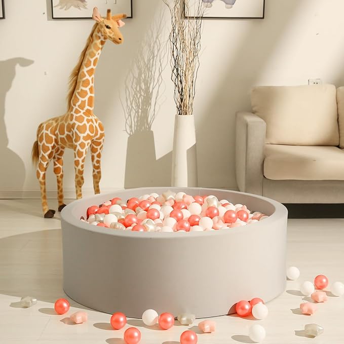 GOGOSO Ball Pit Balls for Toddlers Phthalate-Free BPA-Free Non-Toxic Crush Proof Soft Plastic Play Balls Baby Kids Shape Tent Pool Playhouse Playpen Party Decor, Pearl Red+Pink+Pearl Gold+White 100PCS