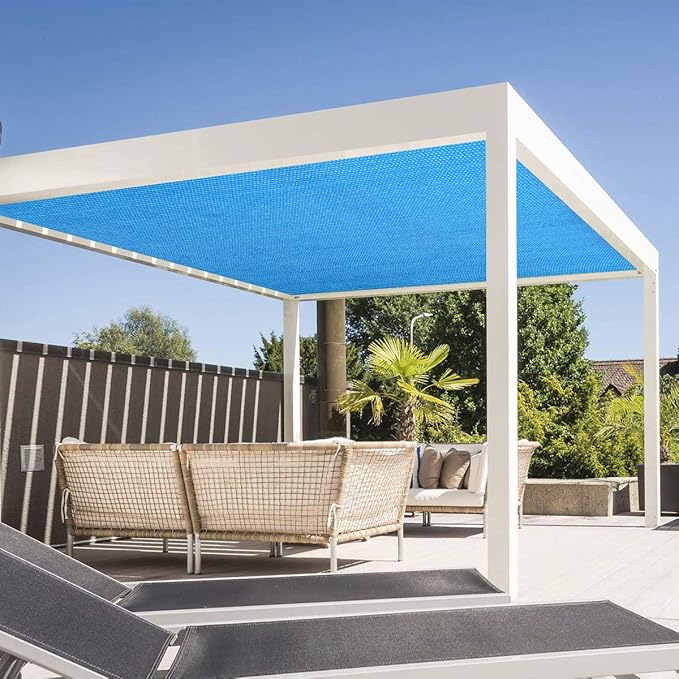 Eden's Decor Straight Flat-Edged Sun Shade Sail Rectangular 12' x 18' Blue UV-Blocking Outdoor Canopy Fabric Cloth Awning for Pergola Patio Garden Backyard Custom Size