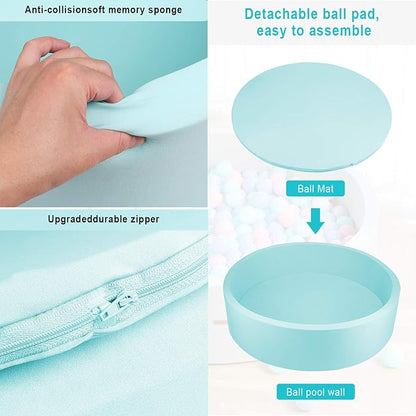 TRENDBOX Extra Large Soft Foam Ball Pit 51.2" x 11.8" (NO Balls) in Large Sponge Round Ball Pool Indoor Round Ball Pits Children Toddler Playpen - Light Blue