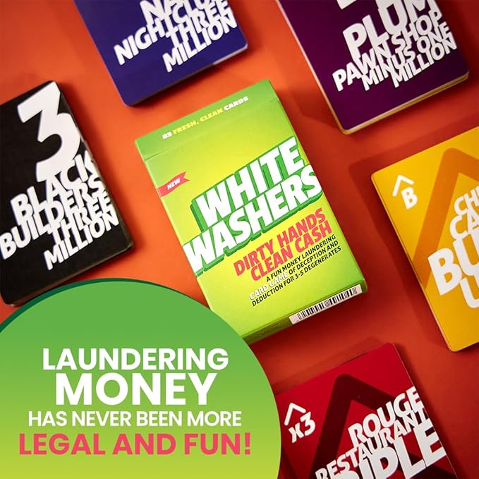 Card Game - White Washers, Bluffing & Strategy Game for All Ages, Fun Family & Party Game for Teens & Adults, Perfect for Ages 12, 13, 14 & Up (3-5 Players)