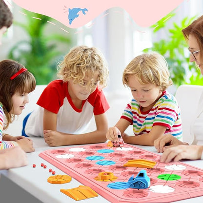 STEM Logic Road Builder Toys: Board Games Toys for 5 Year Old Kids Montessori Brain Teaser Puzzles Educational Learning Activities Toy for Kid Ages 3 4 6-8 12 Boys Girls Gifts (Pink)