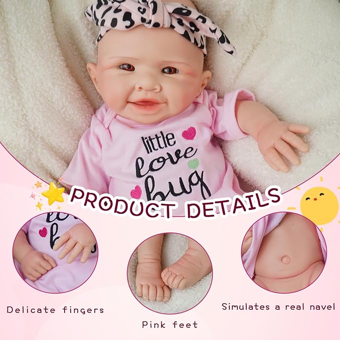 Girl 18 Inch, Full Silicone Baby Doll, Realistic Baby Dolls, Realistic Veins & Pose, Not Vinyl, Reborn Baby Dolls Silicone Full Body, Gift Set