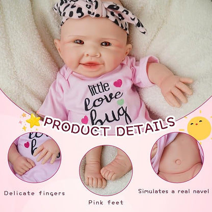 Girl 18 Inch, Full Silicone Baby Doll, Realistic Baby Dolls, Realistic Veins & Pose, Not Vinyl, Reborn Baby Dolls Silicone Full Body, Gift Set