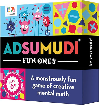 Adsumudi Fun Ones: The Fast-Paced Math Game for Kids, Families & Classrooms – Fun Mental Math Card Game for Ages 6+ – Play Solo or Together, Multiple Difficulty Levels, Made in USA