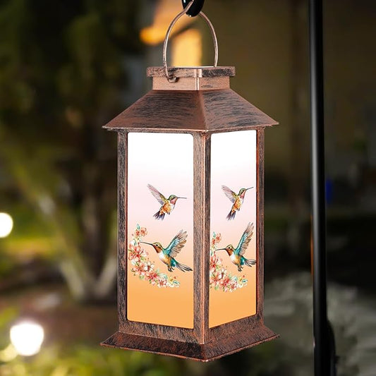 Solar Lantern Outdoor Waterproof Hummingbird Garden Decor Birthday Gifts for Women Mom and Grandma Solar LED Plastic Decorative Hanging Light for Yard(Hummingbird )