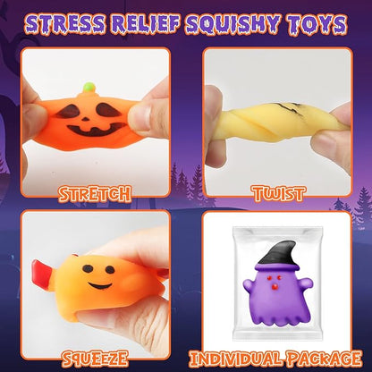 60PCS Halloween Squishy Toys for Kids, Halloween Party Favor for Kids, Halloween Classies Character Squishy Toys, Mochi Toys for Trick or Treat, Classroom Rewards, Goodie Bags