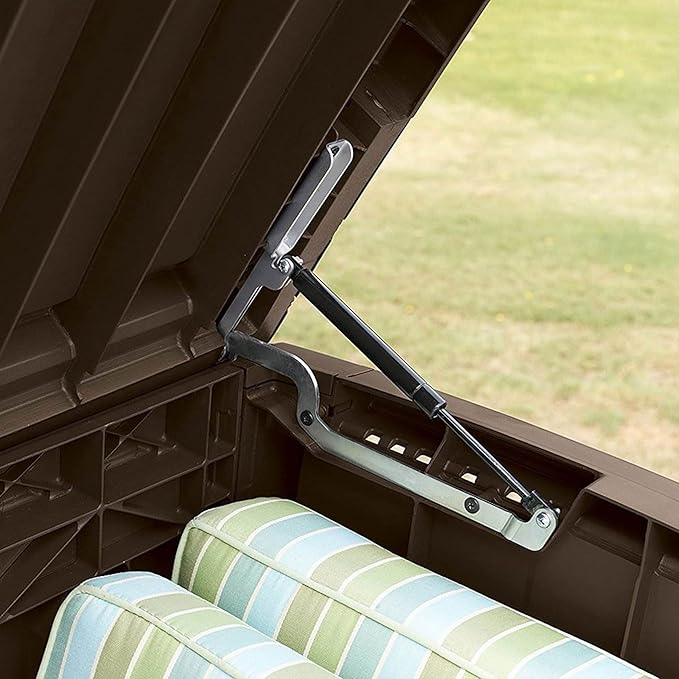 Keter Outdoor Storage Deck Box, for Patio, Backyard & Garden, Borneo, 110 Gallon, Brown - Lockable, Organizing, and Waterproof Plastic Container Bench