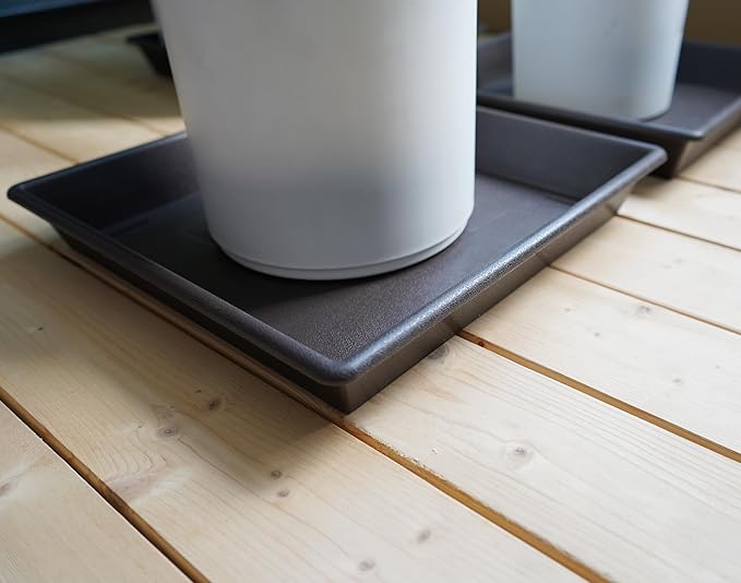 Square Plant Saucer 16 Inch 5 Pack, Plant Stand Plant Trays for Pots Heavy Duty Plastic Plant Saucers for Indoors Outdoors, No Holes Plant Drip Trays Plant Lover Gardening Gifts