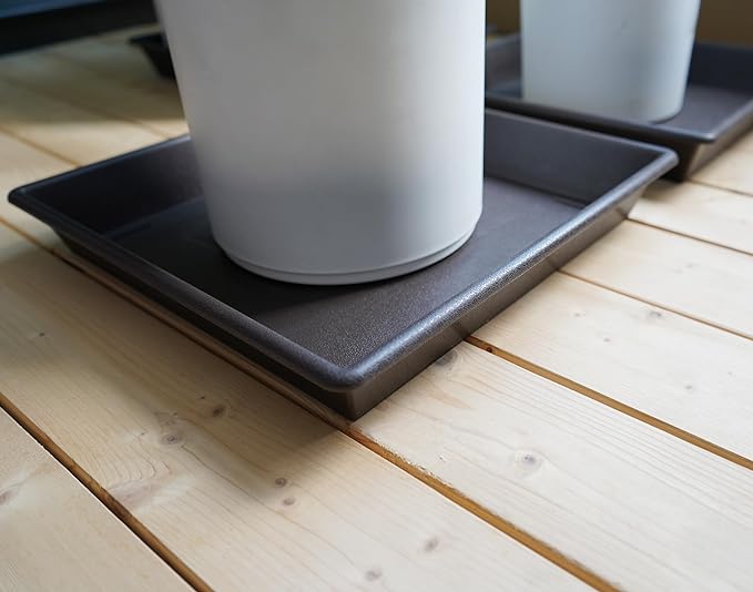Square Plant Saucer 14 Inch 2 Pack，Plant Stand Plant Trays for Pots Heavy Duty Plastic Plant Saucers for Indoors Outdoors, Flower Pot No Holes Plant Lover Gardening Gifts