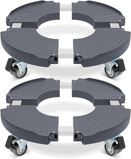 W B D WEIBIDA 2 Pack Plant Caddy with Wheels Heavy Duty Rolling Plant Stand Plant Roller Base for Large Planter Indoor Outdoor Round Dolly Cart with Casters