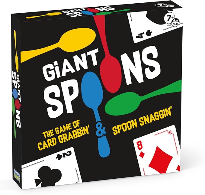 Giant Spoons, Card Games for Kids - Spoons Game, Deck of Cards, Fun Family Games for Kids and Adults, Playing Cards, Game Night, Travel Games, 3-6 Multi-Player Card Game, Games for Adults, Ages 7+