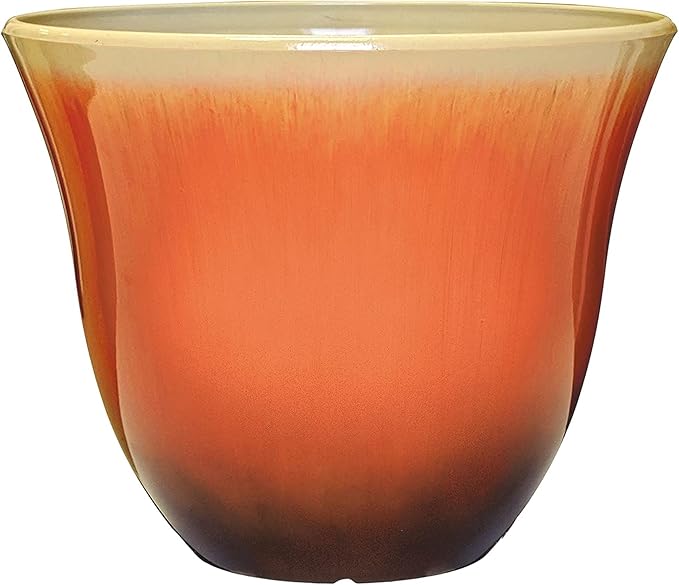 Classic Home and Garden Honeysuckle Resin Flower Pot Planter, Tequila Sunrise, 13"