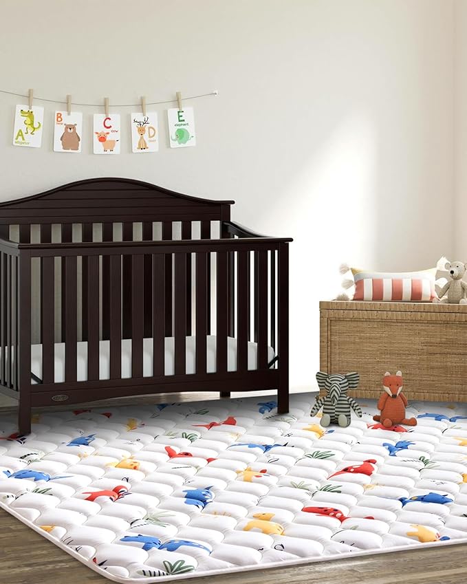 Odorless Premium Foam Baby Play Mat, Soft Microfiber Fabric Crawling Mat for Floor- Comfortable and Hypoallergenic, Non-Slip Cushioned Floor Playpen mat for Infants,Babies,Toddlers