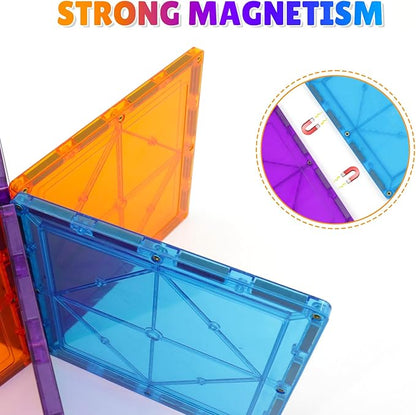6 Piece Magnetic Tiles Set Large Square Shape Magnet Building Block Construction Toy STEM Learning Kit Educational Playset Playboard (NF-06 Set)