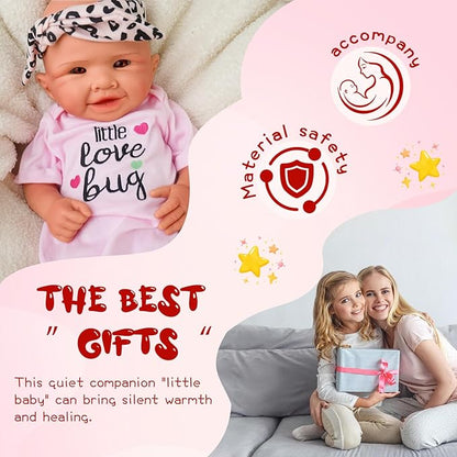 Girl 18 Inch, Full Silicone Baby Doll, Realistic Baby Dolls, Realistic Veins & Pose, Not Vinyl, Reborn Baby Dolls Silicone Full Body, Gift Set