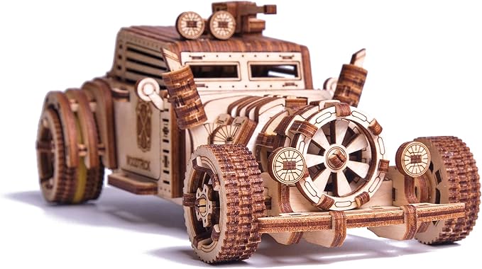 Wood Trick Apocalyptic Car 3D Wooden Puzzles for Adults and Kids to Build - Rides up to 26 feet - Wooden Model Car Kits to Build for Adults