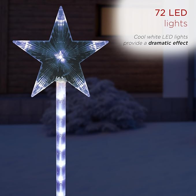 Alpine Corporation Holiday Décor Shooting Star Garden Stake with LED Lights, 4-Pack, Christmas Decoration