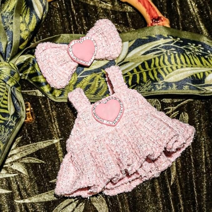 Clothes for(NO Doll), 15cm/17cm Doll Accessories Suit ,ute Miniature Fashion Accessories - Pink Heart Premium Outfit, Play & Collector(Pink - Sweater, S)