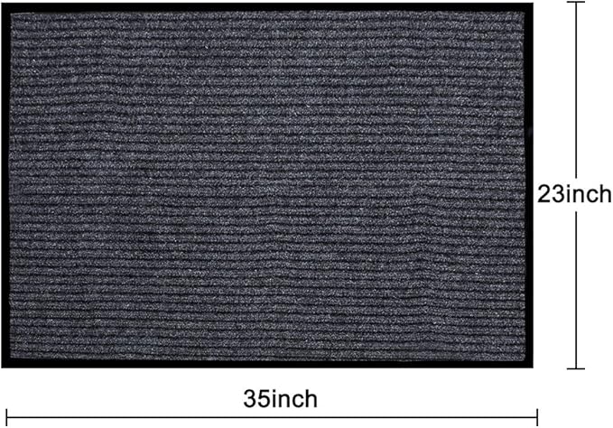 Fani Heavy Duty Large Grey Striped Floor Door Mat - Waterproof Low Profile Home Rug with Anti-Skid Rubber Back (Gray, 23" x 35")