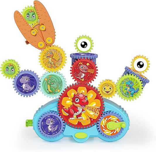 STEM Gears Toys for Kids Ages 3+, Creative Learning Building Blocks, 13Pcs Educational Construction Toy Set, Electric & Manual Dual Mode, Versatile Gear Playset Gift for Boys & Girls