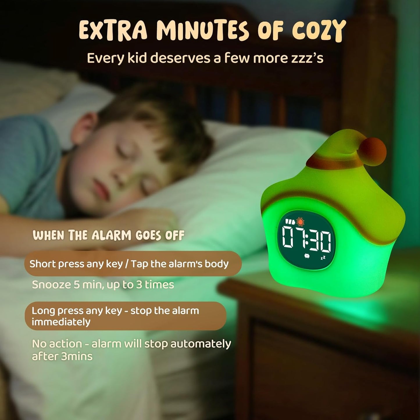Star Alarm Clock with Night Light for Kids with Sleep Training and Sound Machine, Rechargeable Silicone Lamp OK to Wake Clock，Cute Animal Tabletop Lamp, Perfect Sleep Companion for Boys Girls, Yellow