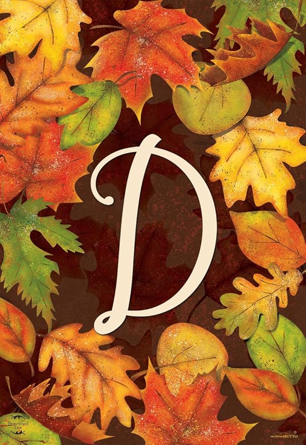 Briarwood Lane Fall Leaves Monogram Letter D Garden Flag