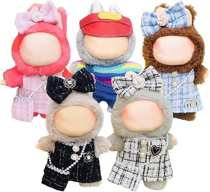 5 Complete Style Clothes Sets for 17cm Dolls - Hat & Overalls Dress Up Outfit for 17cm 15cm Dolls,Designer Outfits Bundle with Luxury/Cute/Sporty Themes, Gift for Doll Lovers (Trendy, 17cm/15cm)