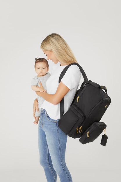 Huggies Signature Hug Pack Diaper Backpack, Black Leather, O/S