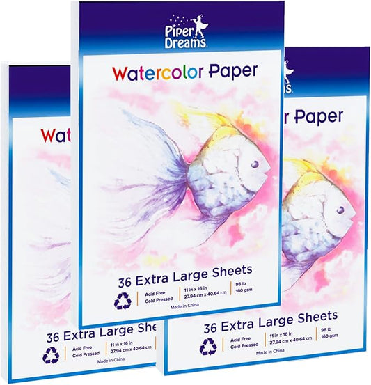 108 Jumbo Size Sheets (11" x 16") of Art Paper for Kids. Great as Watercolor Paper, Finger Painting, Drawing and Doodling - Heavy Stock, Loose White Sheets. Save with a Bulk Pack