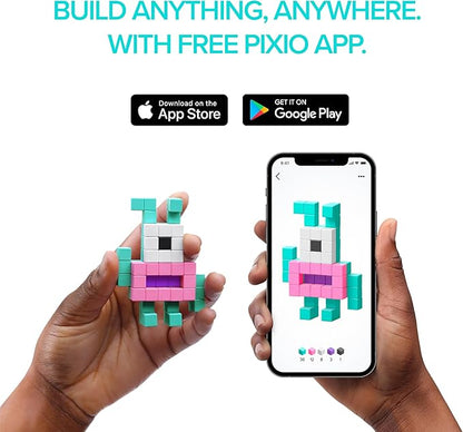 PIXIO - Tiny Magnetic Blocks Building Toy in Pixel Art Style with Free App - 5/16" Plastic Cubes with 6 Magnets Inside - Open Ended Toy - Ages 6+
