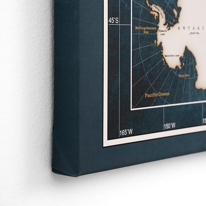 Canvas World Map with Cork Pin Board - English Lettering - Decorative Wall Decoration for All Rooms - Canvas Pictures with World Map Motif (70x50 cm, Pattern 19)