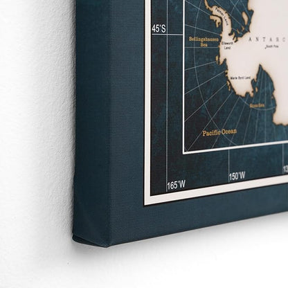 Canvas World Map with Cork Pin Board - English Lettering - Decorative Wall Decoration for All Rooms - Canvas Pictures with World Map Motif (70x50 cm, Pattern 19)