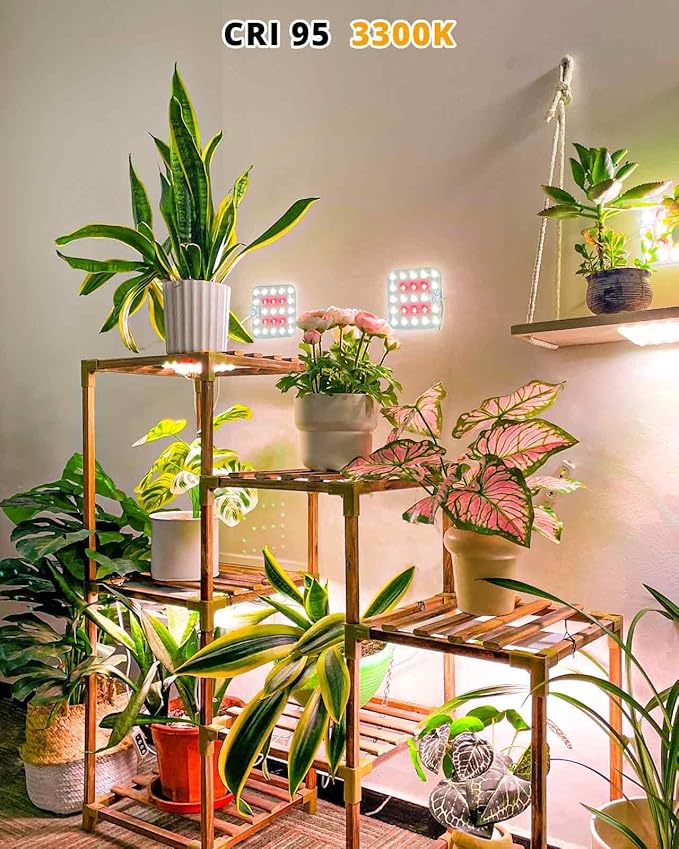 DOMMIA Grow Light, 3300K Warmwhite Dimmable Full Spectrum High PPFD with Optical Lens, Auto on/Off and 6/12/16H Timer, Suitable All for Indoor Growing, 2 Pack