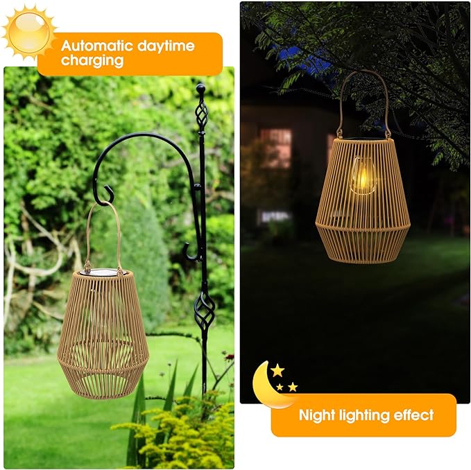 Solar Lanterns, KagoLing Solar Lights Outdoor Waterproof Solar Lights for Outside Hanging Solar Lantern Solar Table Lamp Lights Decoration for Garden,Yard,Patio,Porch,Trees,Lawn,Pathway, 2 Pack