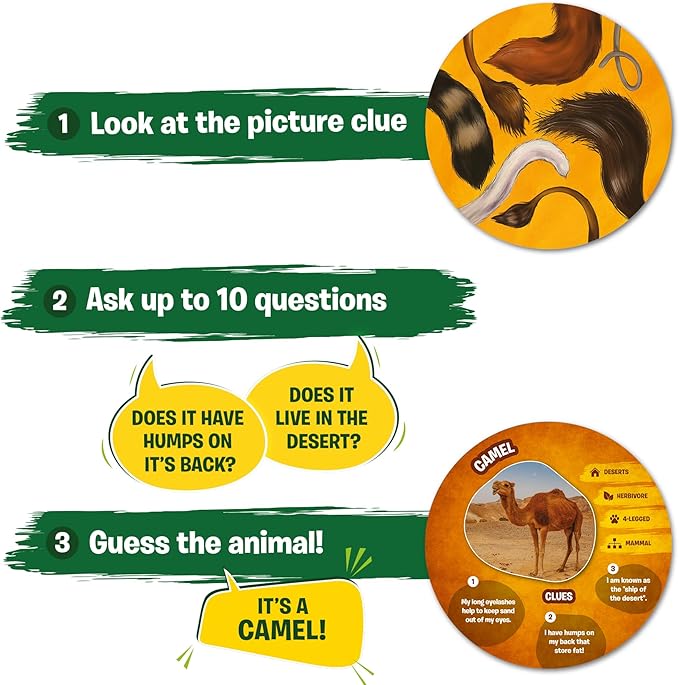 Skillmatics Guess in 10 Animal Picture Clues, Perfect for Boys, Girls, Kids, and Families Who Love, Card Games, Educational Games, Board Games, Gifts for Ages 6, 7, 8, 9 and Up