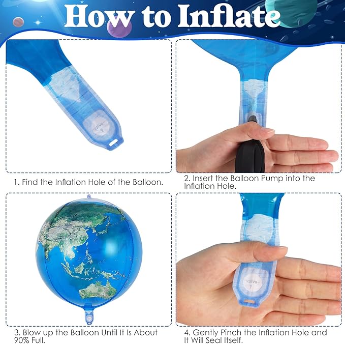 6 Pcs Planet Balloons, Large Earth World Map Foil Balloon, 2 Styles Globe Round Sphere Balloons for Birthday Earth Day Travel Adventure Themed Party Decorations Supplies