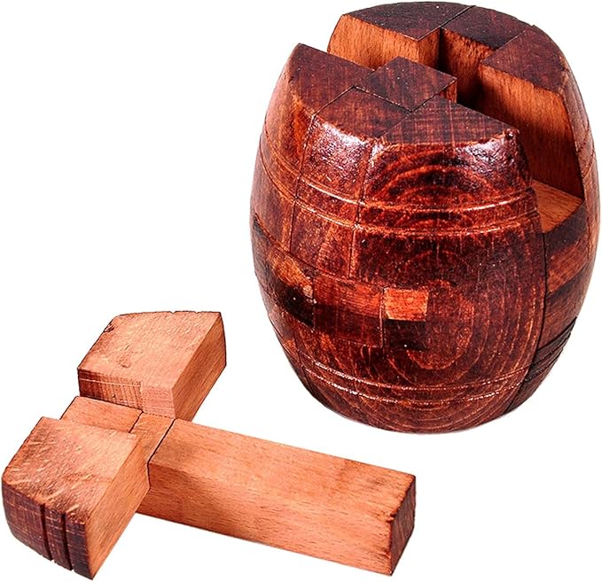 Ahyuan Handmade Powder Barrel Wooden Puzzles for Adults an Interlocking 3D Brain Teaser Puzzles for Adults Hidden Passage Works on a Classic Mechanical Puzzle Concept (Rosewood)