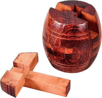 Ahyuan Handmade Powder Barrel Wooden Puzzles for Adults an Interlocking 3D Brain Teaser Puzzles for Adults Hidden Passage Works on a Classic Mechanical Puzzle Concept (Rosewood)