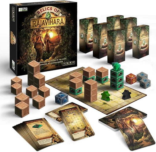 Relics of Rajavihara – Solo Puzzle Adventure Game with 50 Challenges Across 5 Floors – Strategic Logic Board Game for All Ages – Replayable Brain Teasers for Endless Fun