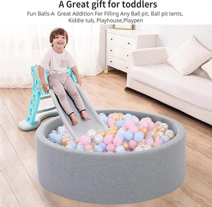 Ball Pit Balls Pack of 100 200 500 - Star and Round Set BPA Free Phthalate Free Non-Toxic Crush Proof Play Balls Soft Plastic Balls for Toddlers Baby Kids Birthday Pool Tent Party