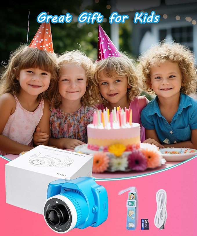 Kids Camera Toys for 5-12 Year Old Girls Boys,1080P Kids Digital Camera with Projector, Digital Video Camera with Music Download for Girls and Boys,Best Chritmas Birthday Festival Gift for Kid (Blue)