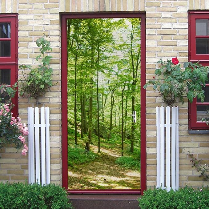 3D Peel and Stick Murals - Forest - Self-Adhesive Wallpaper Decals - Removable PVC Waterproof - Bedroom & Living Room Door Wall Decoration - 35.4 x 78.7 inch