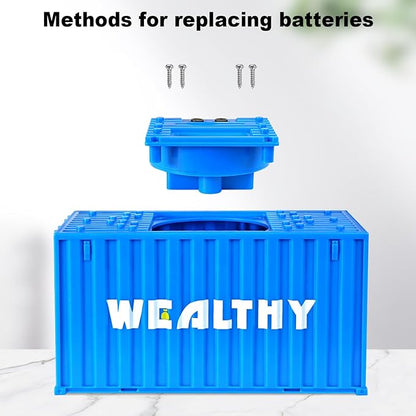 Piggy Bank for Kids, Unbreakable Building Blocks Container Money Saving Box for Adults, Digital Coin Counting Bank with LCD Counter, Great Children’s Gifts for Birthday, Easter, Christmas Blue