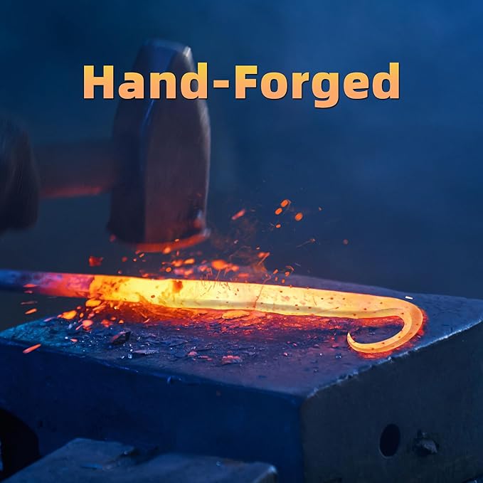 Worth Garden 6-Pack 8" Plant Hanger Bracket - Hand-Forged Wrought Iron Powder-Coated Heavy Duty Wall Hooks - Black Curved Plant Hanging Hooks for Bird Feeders, Flower Baskets, Indoor & Outdoor Use